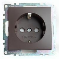 Розетка 1-м. СП STEKKER Катрин мех. 250В 16А с з с защитной шторкой шоколад GLS16-7110-04