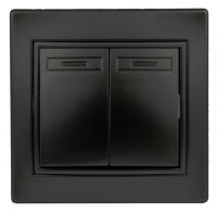 Выключатель двойной, 10А-250В, IP20, СУ, Plano, антрацит 1-104-05