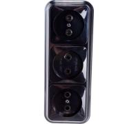 Розетка 3-ая б/з черный ОП 16А, 220В Пралеска (РА16-263Ч)