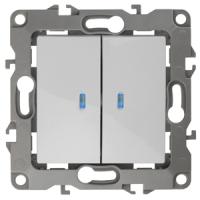 Выключатель 2-кл. СП ЭРА 12 с подсветкой, 10АХ-250В, IP20, белый 12-1105-01