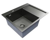Мойка настол.монтаж 60 50 (3,0) левая. вып 3 1 2 MIXLINE PRO 200 мм с сифоном (черный графит)