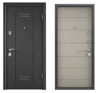 Дверь стальная  ТОРЭКС  DELTA -100 860 2050 правая (Черный шелк DL-2,ПВХ Кремовый ликер D22)