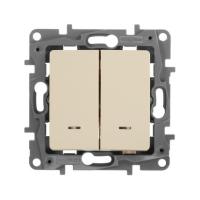 Переключатель 2х кл. с подсвет.СП ETIKA винт. слон. кость 672316