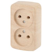 Розетка 2-м. ОУ INTRO Polo 2х2P, 16А-250В, IP20, cосна 3-203-11