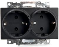 Розетка 2-м. СП STEKKER Катрин мех. 250В 16А с з   черный GLS16-7114-05