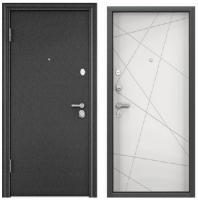 Дверь стал,  ТОРЕКС  DELTA-100 860 2050 лев,(Чёрный шелк,КТ бел D-26), брон.накл. магн упл,нерж пор