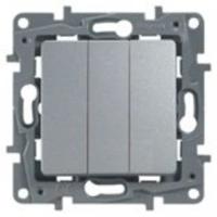 Выключатель 3кл СП ETIKA винт. алюминий 672413