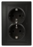 Розетка 2X2P+E Schuko, 16А-250В, IP20, СУ, Plano, антрацит