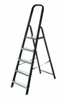 ,Стремянка стальная 5 ступ. вес 6,9кг, раб. высота 3,03м,грузоподъемность 150 кг ЧЕРНАЯ Новая высота