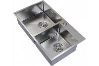 .Мойка настол.монтаж 72х40 (3,0) 2-х ЧАШЕВАЯ вып 3 1 2  MIXLINE PRO 22см с сифоном (сатин)