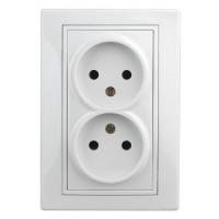 Розетка 2х2P, 16А-250В, IP20, СУ, Plano, белый 1-204-01