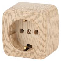 Розетка 1-м. ОУ INTRO Polo 2P+E Schuko, 16А-250В, IP20. сосна 3-202-11