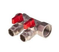 Коллектор 1*1/2ш 2 вых.с кранами Valtec