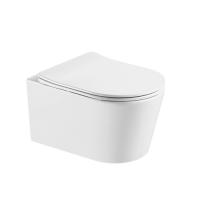 Унитаз подвесной безободковый,слив торнадо  ОБЕРОН  тонкое сиденье с микролифтом AQUATEK