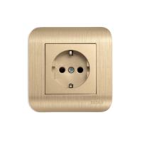 Розетка 1-м. СУ LUXAR Deco с з/к шампань с рифленой рамкой, 250В 16А (10.025.05)