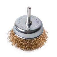 Щетка-крацовка 75мм чашечная для дрели, латунная витая проволока   T4P