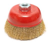 Щетка-крацовка 100мм чашечная для УШМ, М14, латунная витая проволока   T4P