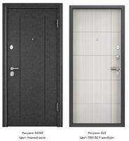 Дверь входная метал.  TOREX  DELTA -100 MP 860 2050 R (Черн.шелк  ПВХ Бел шамбори D23)