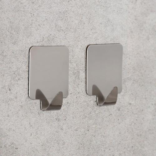 Набор крючков металлических на липучке 2 шт  Квадрат