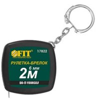 Рулетка-брелок 2м*6мм черная квадратная FIT DIY