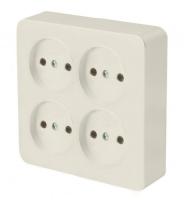 Розетка 4-м. ОП STEKKER София б з квадрат, 250В, 10А, IP20, слон. кость, MST10-14S-04