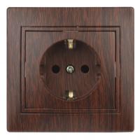 Розетка 2P+E Schuko, 16А-250В, IP20, СУ, Plano, венге1-202-10