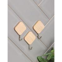 ,Крючок на липучке «Деревянные ромбы», 3 шт, цвет светлое дерево