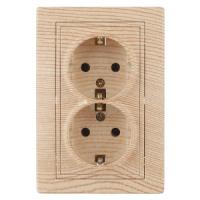 Розетка 2X2P+E Schuko, 16А-250В, IP20, СУ, Plano, сосна1-205-11