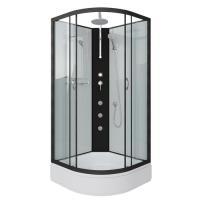 Душ.каб. NG-6701-14BKTG (900х900х2100) средний поддон(26см) стекло ПРОЗРАЧНОЕ черные профиля