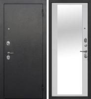 Дверь метал.ФЕРРОНИ ГАРДА 860 2050 левая (Серебро,МДФ Белый ясень,зеркало,2 замка,75 мм)