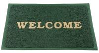 Коврик придверный грязезащитный 0,4 0,6 м  спагетти  зеленый с надписью