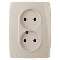 Розетка 2X2P, 16A-250В, IP20, Эра12, слоновая кость12-2107-02