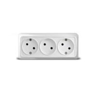 Розетка 3-м ОП  ОЛИМП  16А белая