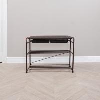 Подставка для обуви 3-х полочная  Альфа 23  с сиденьем и ящиком (Коричневый) 60см