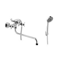 Смеситель для ванны AQUAKRATOS АК3554-7 1 2  м к шар. перекл гусак 300мм Чёрный