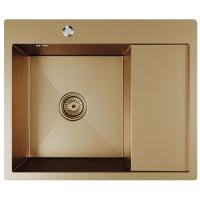 Мойка настол.монтаж 60х50 (3,0) лев. вып 3 1 2  MIXLINE PRO 20см с сифоном (бронза)