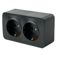 Розетка 2-м. ОП STEKKER София с з 250В, 16А, IP20, черный матовый 16-12-05