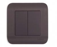 Выключатель 2-кл. СП LUXAR Deco шоколад с рифленой рамкой, 250В 10А (10.011.06)