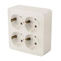 Розетка 4-м. ОП STEKKER София с/з квадрат, 250В, 16А, IP20, слон. кость, MST16-14S-04