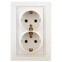 Розетка 2X2P+E Schuko, 16А-250В, IP20, СУ, Plano, сл.кость1-205-02
