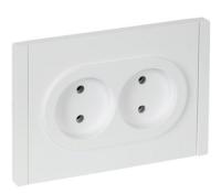 Розетка 2-местная без заземления без защитных шторок безвинтовое крепление 10А FP226 белый IEK FP-R2
