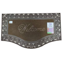 .Коврик придверный грязезащитный 0,45 0,75 м  Welcome полуовал  на жесткой подложке Корица