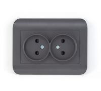 Розетка 2-м. СП LUXAR Deco без з/к венге с рифленой рамкой, 250В 16А (10.035.02)