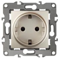 Розетка 2P+E Schuko, 16A-250В, IP20, Эра12, шампань12-2101-04