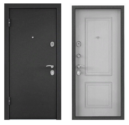 Дверь стальная  ТОРЭКС  Х5 860 2050 левая (Темно-серое букле графит,ПВХ Дуб светлый матовый СК66)