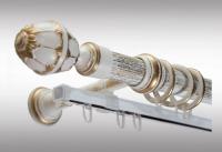 Карниз  Венеция  с U-шиной с открытым кронштей. Беленый дуб золото 240 см