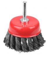 Щетка чашечная для дрели со шпилькой 75мм, жгутированная стальная проволока 0,5м ЗУБР  ПРОФЕССИОНАЛ