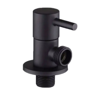 Кран угловой 1/2"-1/2" НР/НР (кругл) с отражателем,нерж.ст.ЧЕРН МАТОВ TIM