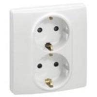 Розетка 2м СП ETIKA с заземл. винт в сборе  белая 672223