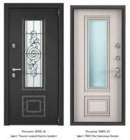 Дверь входная метал. TOREX SNEGIR PRO-C MP 880*2050 R(Т-сер.букле граф.S60G-14/ПВХ Лис.серS60-G01)